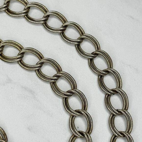 Gold Tone Textured Chain Link Belt Double Hook One Size Y2K ✨ - Picture 3 of 10